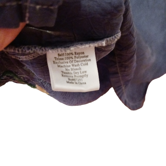 Johnny Was Rose Embroidered Dress Ladies XS Romantic Silky Blue Boho Oversized - Picture 4 of 9